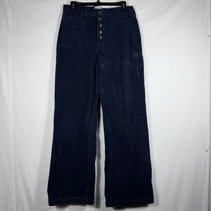 Gap High Stride Corduroy Pants Navy Blue Button Fly Wide Leg 30 / 10L Tall FA23